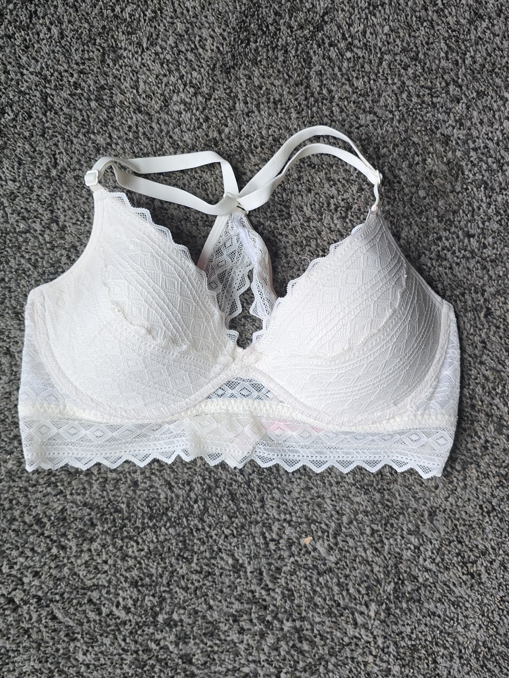 PINK Victoria's Secret Lace Racerback Bralette - White